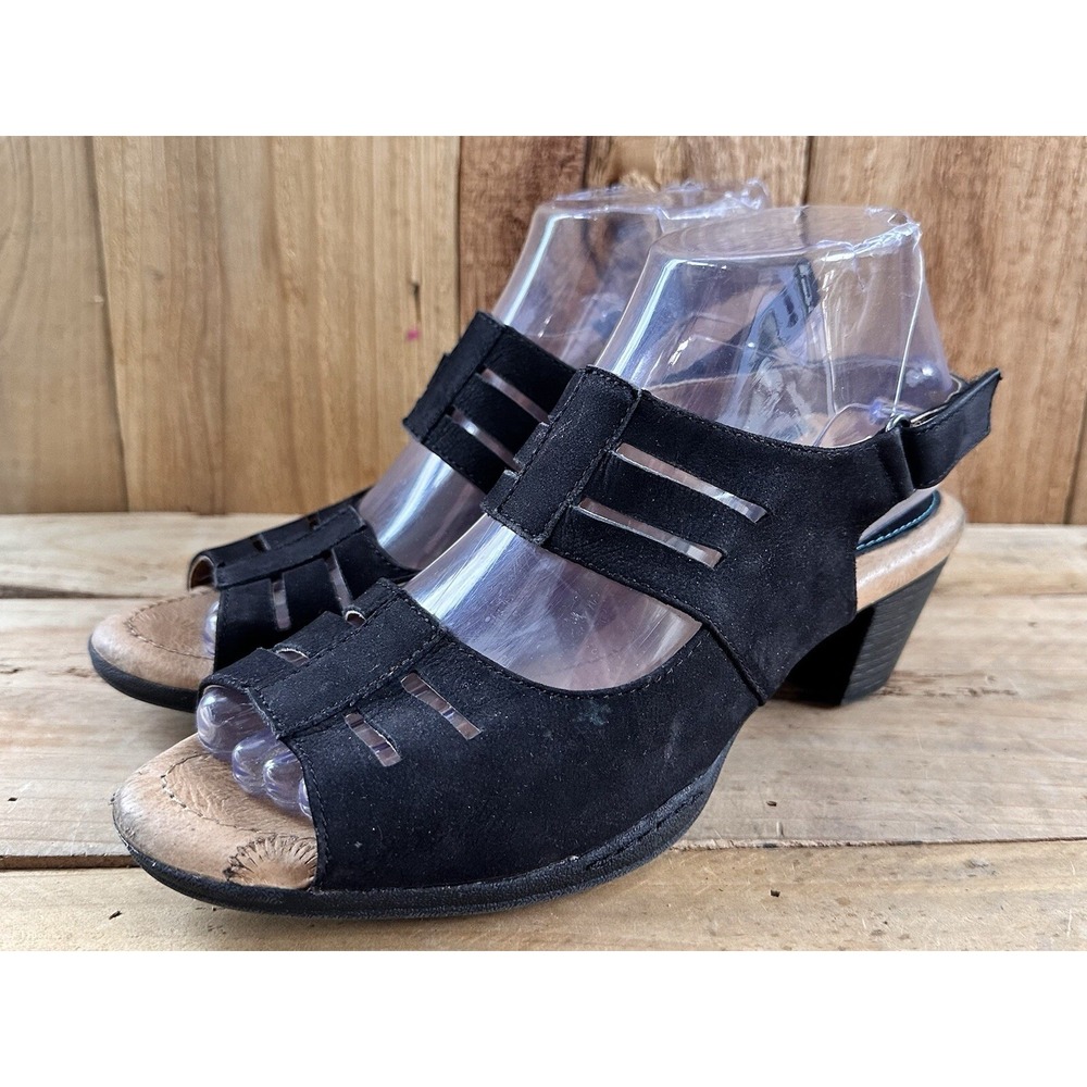 Montana Black Suede Heels Shoes Size 7 Women’s Open Toe